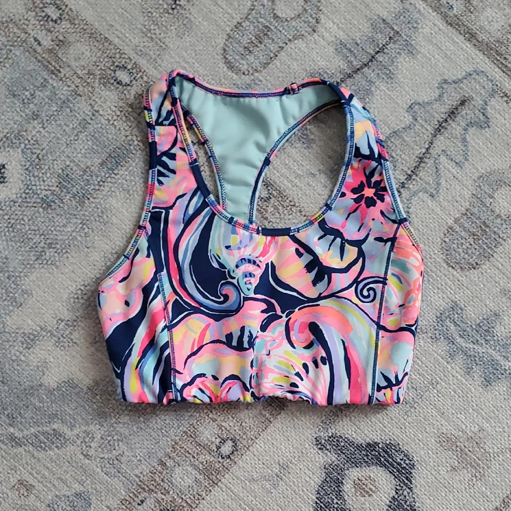 Lilly Pulitzer Luxletic Sports Bra Pink Blue Shell SzXXS.